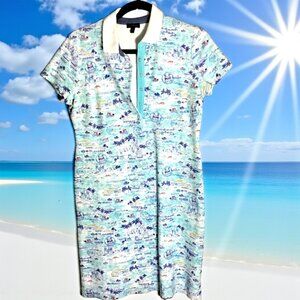 Talbots Beach Polo Pullover Cruise Palm Tree Dress size Medium